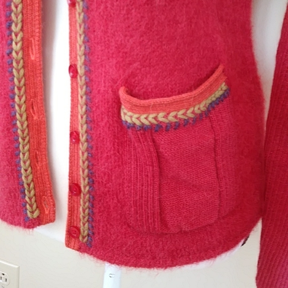MFH Knits Baby Alpaca Blend Cardigan Sweater M Red Purple - Picture 6 of 16